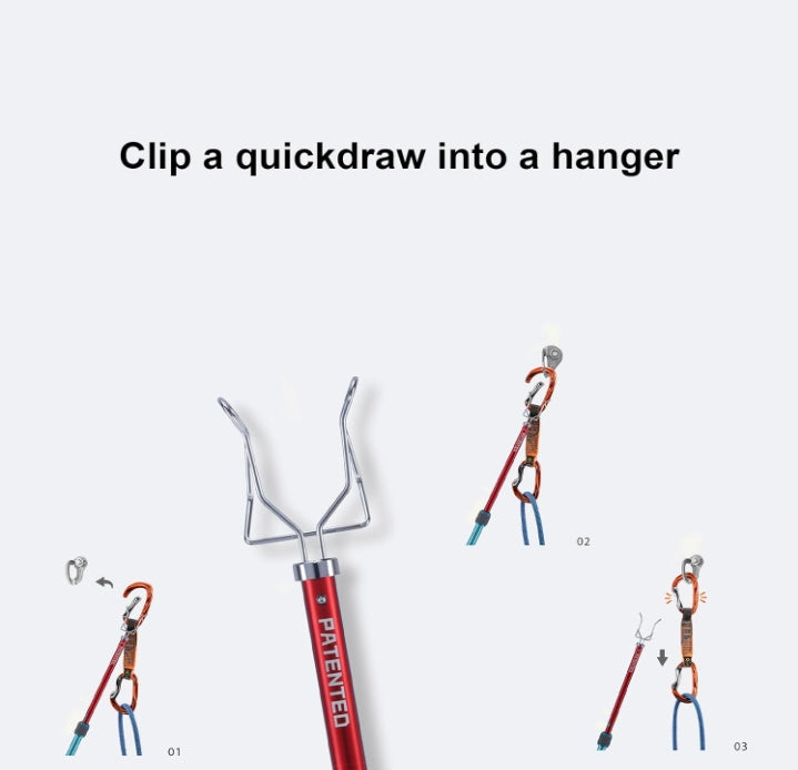 clairewntr gear stick KAILAS Clip-up IV Stick Clip Solid Ultralight Extendable Quickdraw Grabber Climbing Gear, Blue